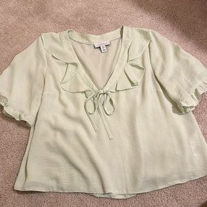 Topshop Women’s US Size 6/UK 10 Lime Green Three-Quarter Length Sleeve Top
